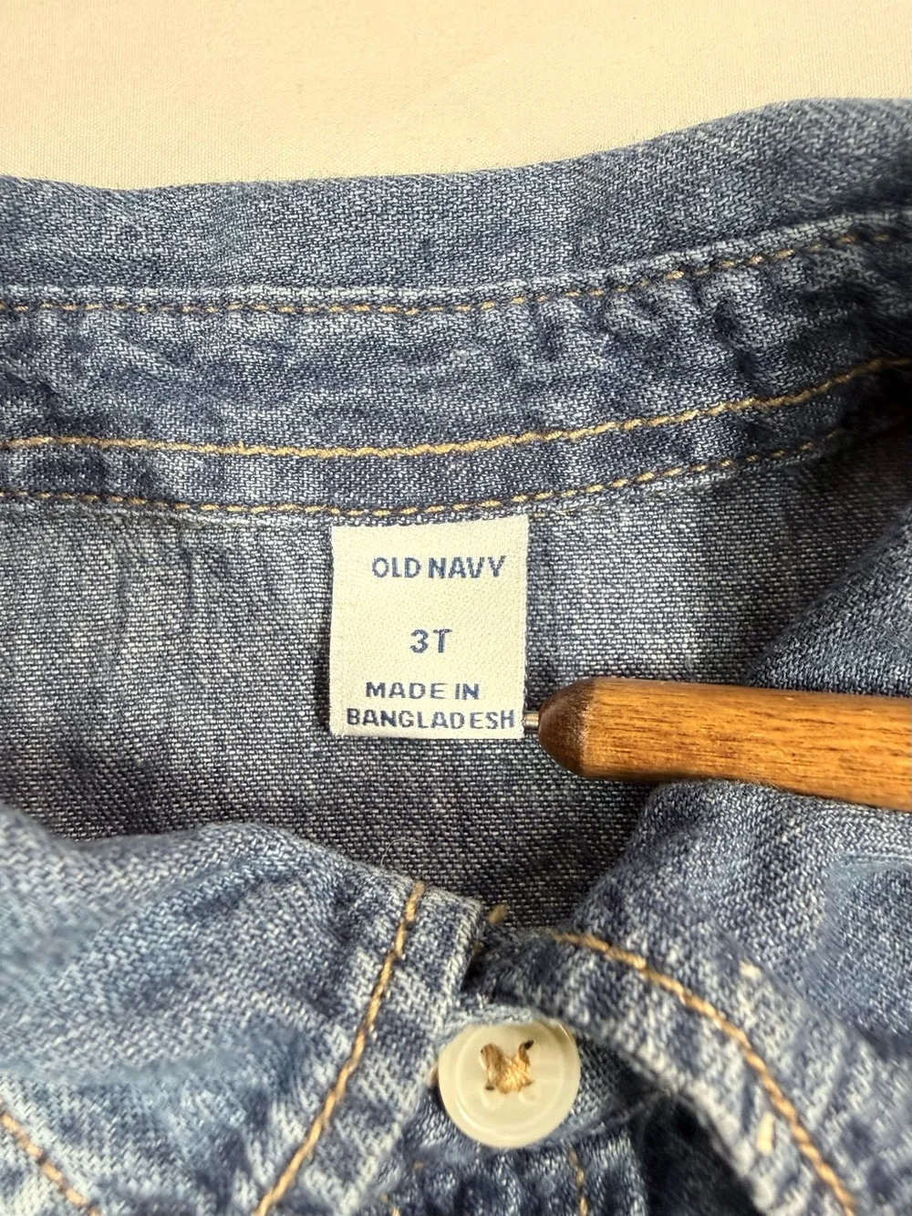 OLD NAVY Boys Western Denim Snap Shirt 3T Chambray Pearl Snap Button Down Cowboy